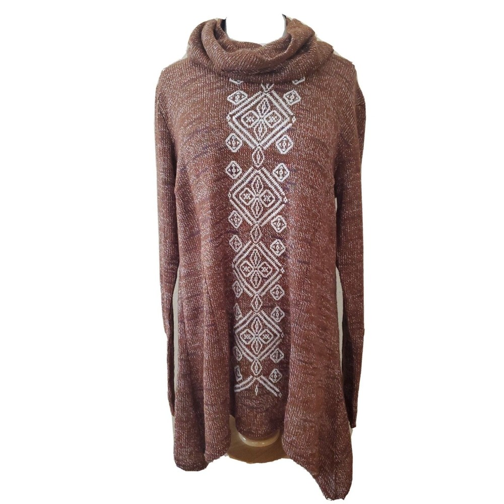 Roper Womens Cowl Neck Sweater Tunic Dress Brown Size XL Western Cowgirl Rodeo
